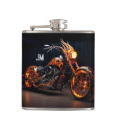 Personalisiertes flammendes Motorrad Vinyl verschr Flachmann (Vorderseite)