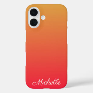 Personalisiertes flammenrotes und gelbes Ombre iPhone 16 Hülle