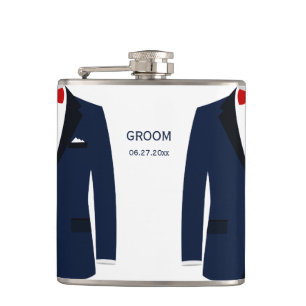 Personalisiertes Flasengeschenk für Groom Blue Flachmann