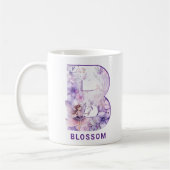 Personalisiertes Flieder-Fee-Monogramm B Kaffeetasse (Links)