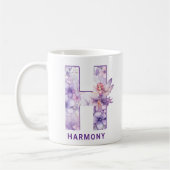 Personalisiertes Flieder-Fee-Monogramm H Kaffeetasse (Links)