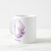 Personalisiertes Flieder-Fee-Monogramm O Kaffeetasse (Vorderseite Links)