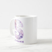 Personalisiertes Flieder-Fee-Monogramm S Kaffeetasse (Vorderseite Links)