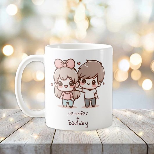 Personalisiertes Flirting Couple im Chibi-Stil Kaffeetasse