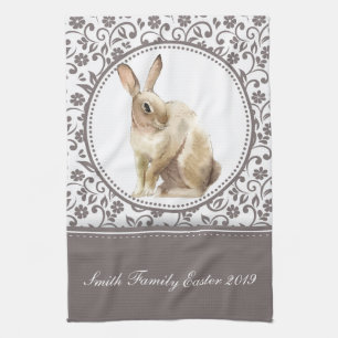 personalisiertes Flora-Osterkaninchen Geschirrtuch