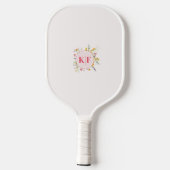 Personalisiertes floral elegantes Monogramm Pickleball Schläger (Rückseite)