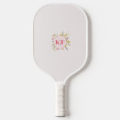 Personalisiertes floral elegantes Monogramm Pickleball Schläger (Vorderseite)