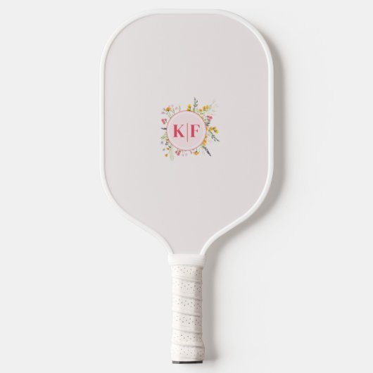 Personalisiertes floral elegantes Monogramm Pickleball Schläger (Vorderseite)