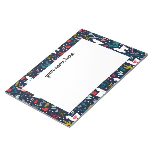 Personalisiertes florales Alpaca Notepad Notizblock (angewinkelt)