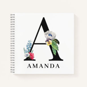 Personalisiertes florales Alphabet A-Monogramm Notizblock