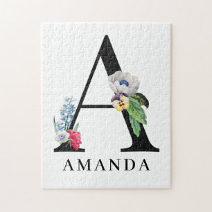 Personalisiertes florales Alphabet A-Monogramm Puzzle