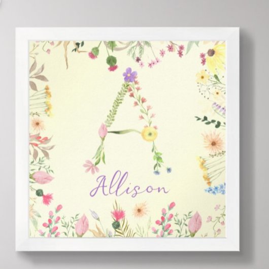 Personalisiertes florales Alphabet Initial Kinderz Poster