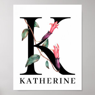 Personalisiertes florales Alphabet K-Monogramm Poster