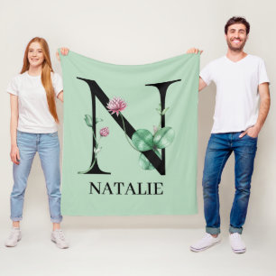 Personalisiertes florales Alphabet N Monogramm Fleecedecke