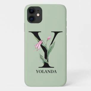 Personalisiertes florales Alphabet Y-Monogramm Case-Mate iPhone Hülle