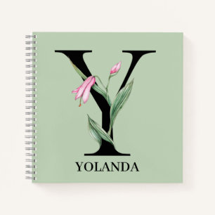Personalisiertes florales Alphabet Y-Monogramm Notizblock