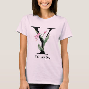 Personalisiertes florales Alphabet Y Monogramm   T-Shirt