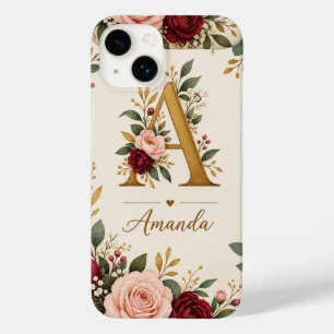 Personalisiertes florales Anfangsmonogramm Case-Mate iPhone 14 Hülle