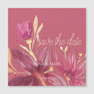 Personalisiertes Florales Aquarell Burgunderrot un Magnetkarte