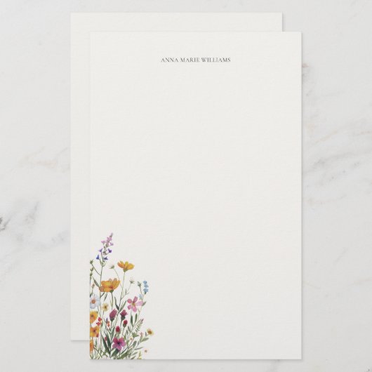Personalisiertes florales Elegant Briefpapier (Vorne/Hinten)