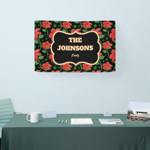 Personalisiertes florales Familiennamensdesign Banner
