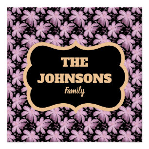 Personalisiertes florales Familiennamensdesign   Poster