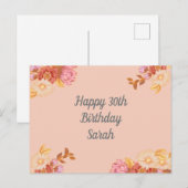 Personalisiertes florales Happy Birthday Postkarte (Vorne/Hinten)