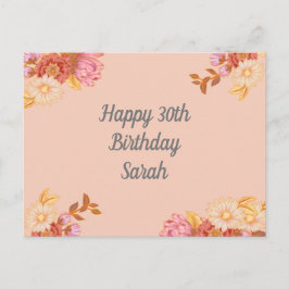 Personalisiertes florales Happy Birthday Postkarte