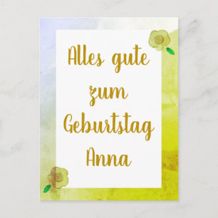 Personalisiertes florales Happy Geburtstag auf Deu Postkarte
