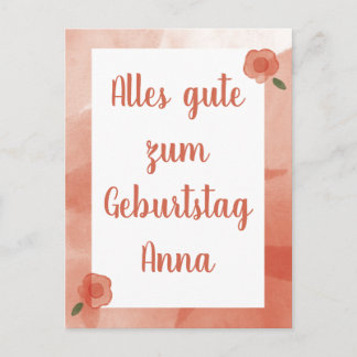 Personalisiertes florales Happy Geburtstag auf Deu Postkarte