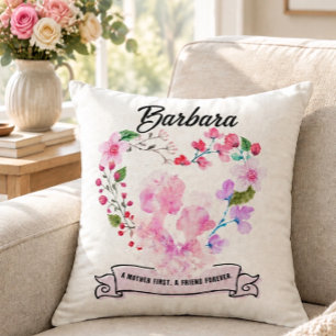 Personalisiertes florales Herz mit Mutter und Kind Kissen