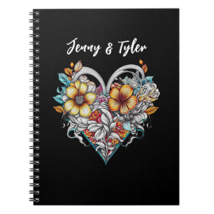 Personalisiertes florales Herz Romantisch Notizblock