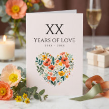 Personalisiertes Florales Herz zum Hochzeitstag