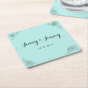 Personalisiertes florales Hochzeitsmonogramm Rechteckiger Pappuntersetzer