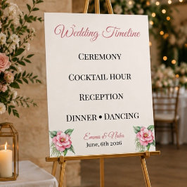 Personalisiertes florales Hochzeitszeitplan-Poster Poster