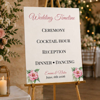 Personalisiertes florales Hochzeitszeitplan-Poster Poster
