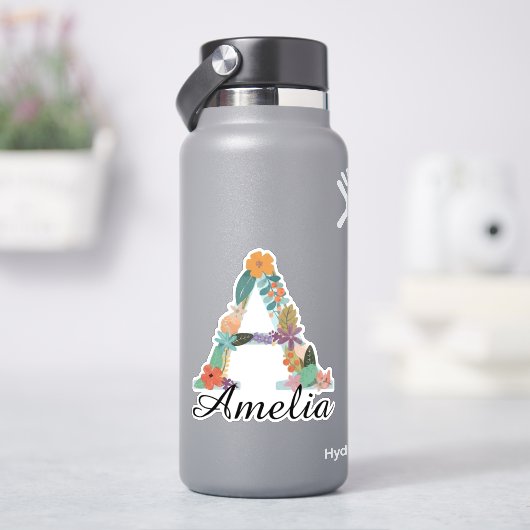 Personalisiertes florales Monogramm, benutzerdefin Aufkleber (HydroFlask)