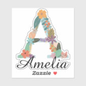 Personalisiertes florales Monogramm, benutzerdefin Aufkleber (Blatt)