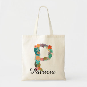 Personalisiertes florales Monogramm, benutzerdefin Tragetasche