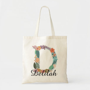 Personalisiertes florales Monogramm, benutzerdefin Tragetasche
