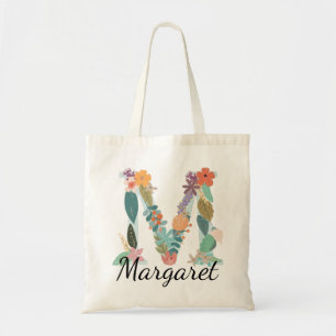 Personalisiertes florales Monogramm, benutzerdefin Tragetasche