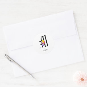 Personalisiertes florales Monogramm M + Name Brief Runder Aufkleber