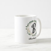 Personalisiertes florales Monogramm mit Name Kaffeetasse (VorderseiteRechts)
