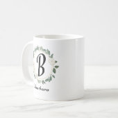 Personalisiertes florales Monogramm mit Name Kaffeetasse (Vorderseite Links)