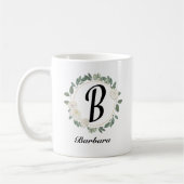 Personalisiertes florales Monogramm mit Name Kaffeetasse (Links)