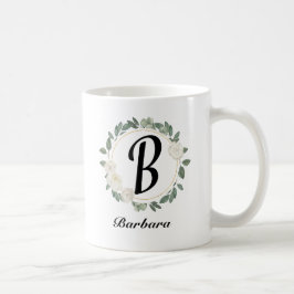 Personalisiertes florales Monogramm mit Name Kaffeetasse
