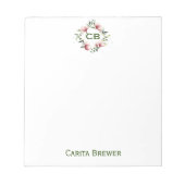 Personalisiertes florales Monogramm Notepad Notizblock (Vorderseite)