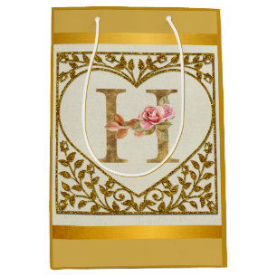 Personalisiertes florales Monogramm, von A bis Z Mittlere Geschenktüte