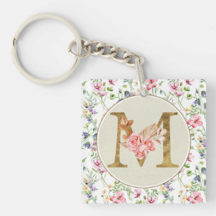 Personalisiertes florales Monogramm, von A bis Z Schlüsselanhänger