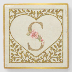 Personalisiertes florales Monogramm, von A bis Z Steinuntersetzer